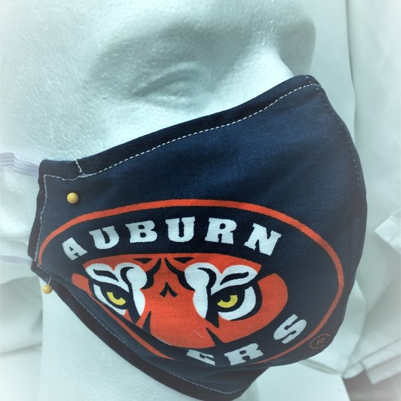 Auburn Tigers Face Mask New Reversible Blue Plaid - Picture 6 of 15